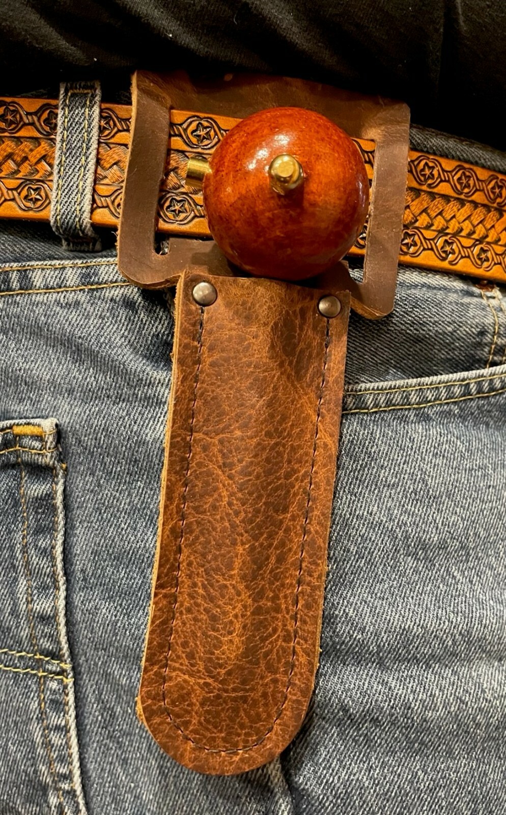 MUZZLE LOADER BALL STARTER SHEATH AMERICAN BISON LEATHER HAND MADE FREE SHIPPING