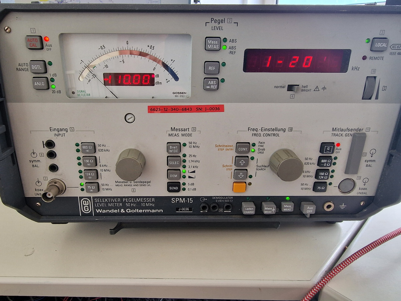 Wandel & Goltermann SPM-15 Selective Voltmeter Tracking Generator 10MHz