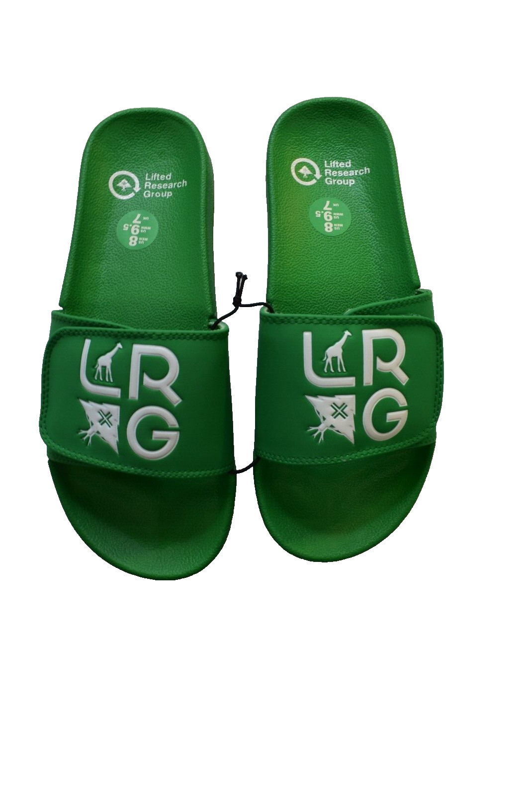 Lifted Research Group LRG Mens Slides Sandals Shoes Green Stacked Logo New 8