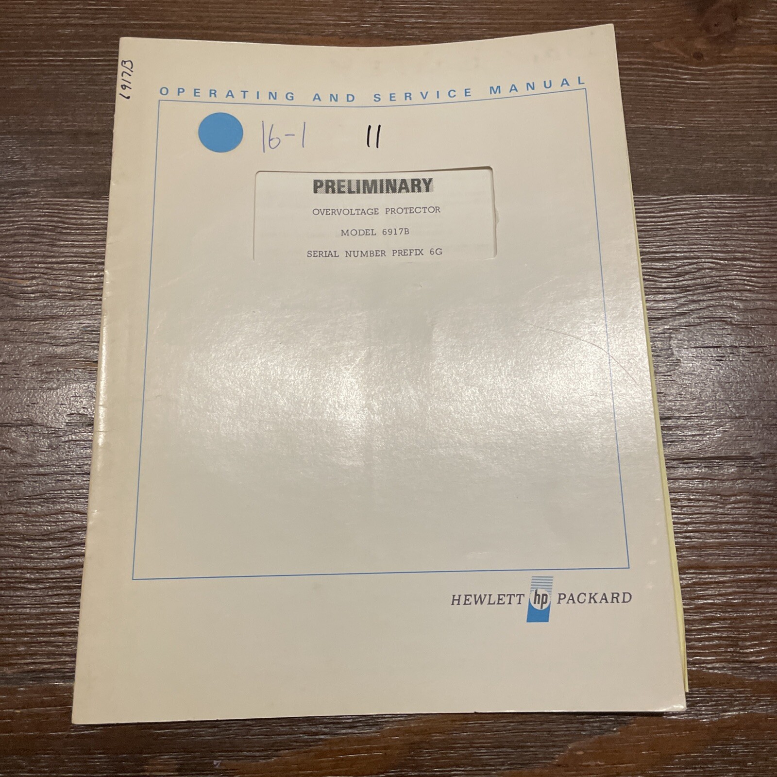 HP 6917B Overvoltage Protector Operating & Service Manual 06917-90001