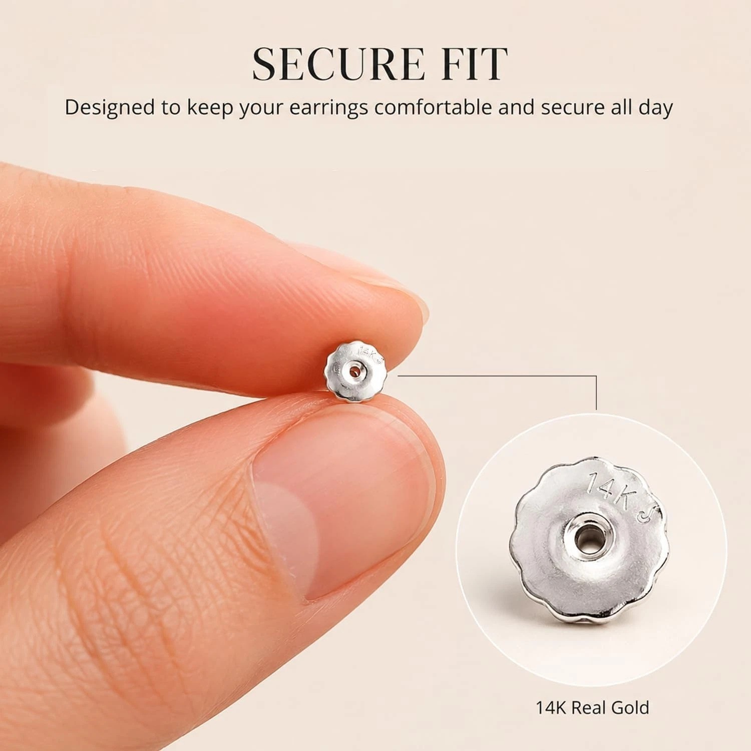 High-Quality White Gold Earring Back Replacements