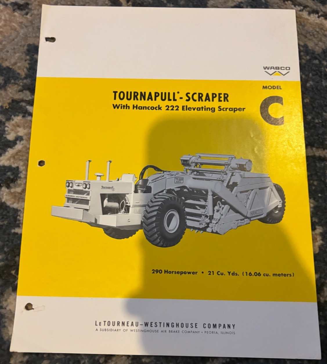 WABCO Tournapull Model C With Hancock 222 Elevating Scraper Brochure AMIL25