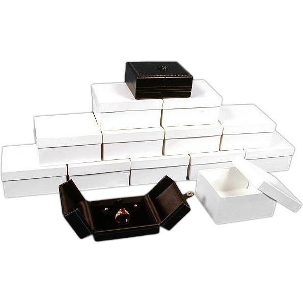 12 Black Ring & Earring Snap Lid Gift Boxes 3 1/2"