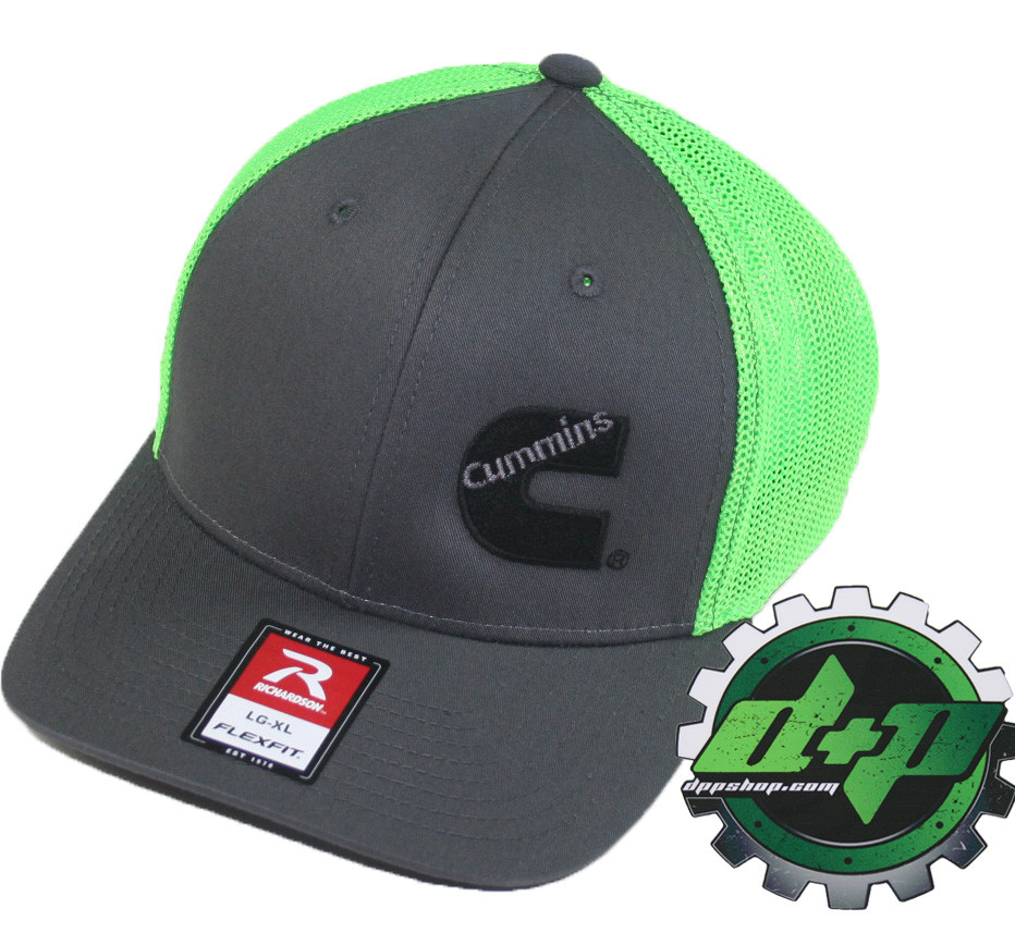 Cummins trucker hat richardson Charcoal Gray Green mesh flex fit lg/xl