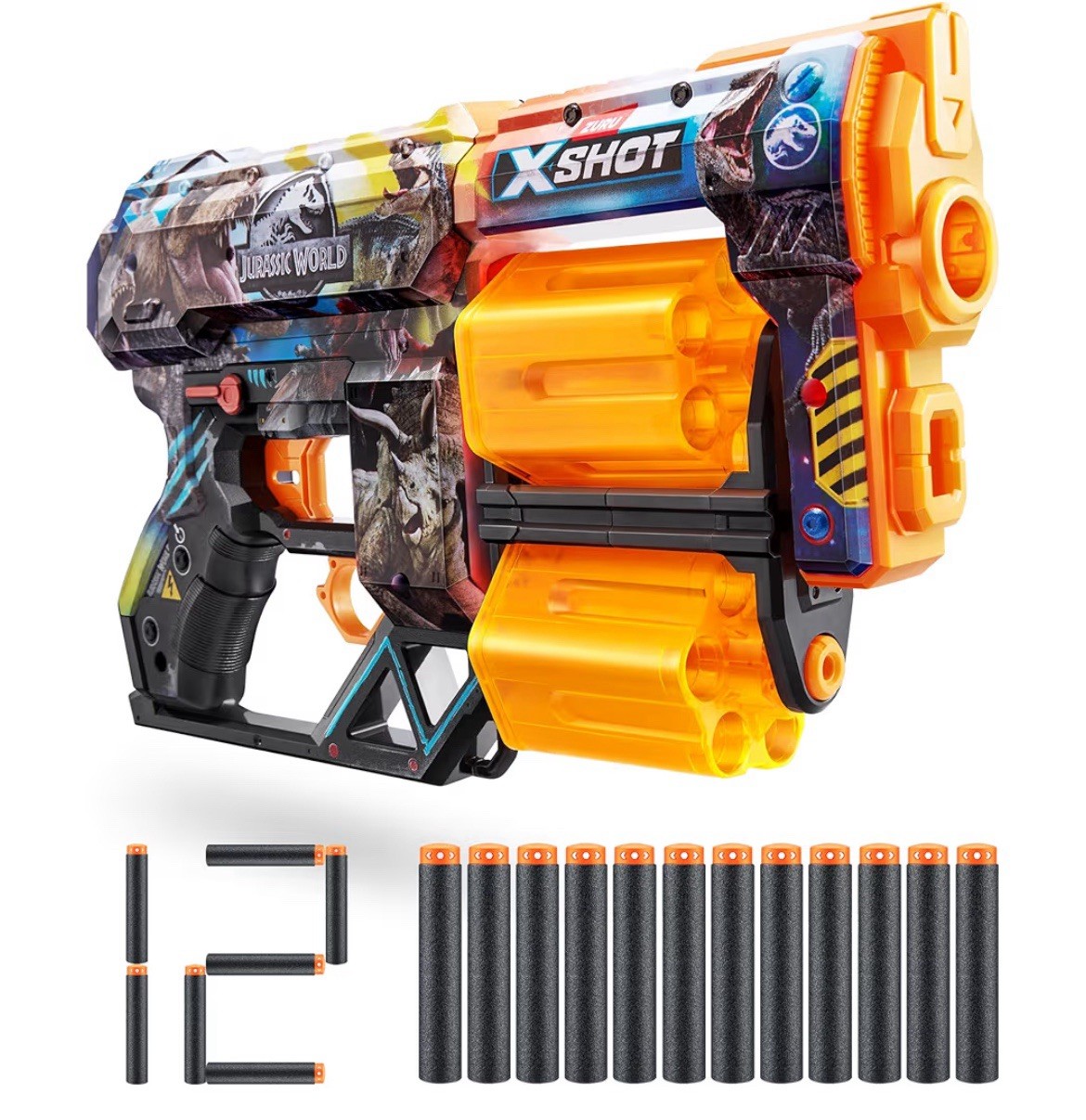 X-Shot XSHOT Skins Dread Blaster - Jurassic World Skin by ZURU with 12 FoamDarts