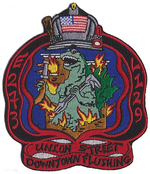 New York City E273 L129 Downtown Flushing Red -- Fire Patch NEW