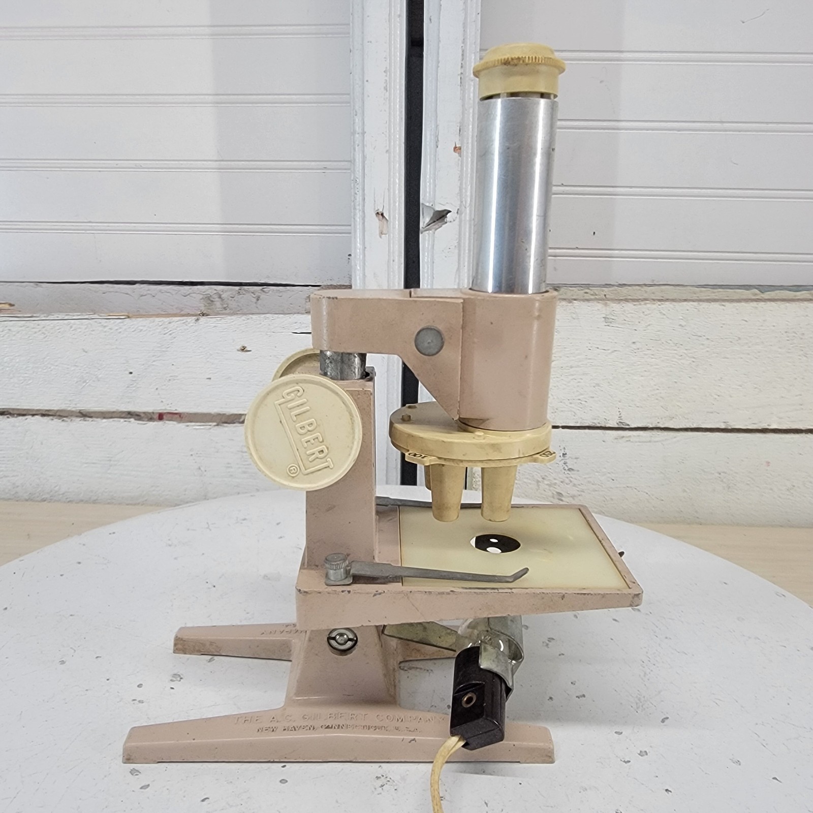 Vintage A.C. Gilbert Illuminated Microscope Working Light Educational USA