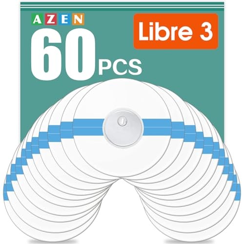 AZEN 60 Pack Freestyle Sensor Covers for Libre 3, Waterproof Adhesive Patches,