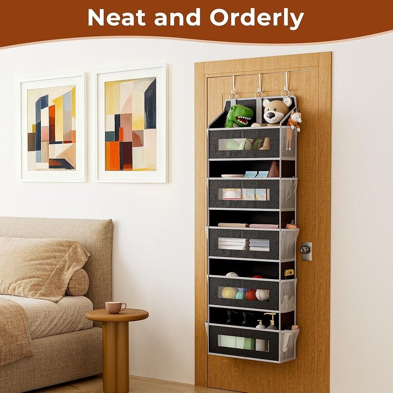 Durable 5-Tier Door Organizer W/ Clear Windows Multi-Purpose Storage Solution US