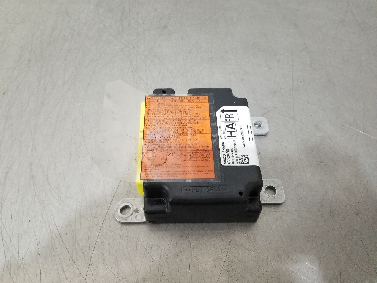 16 2016 NISSAN ROGUE SRS CONTROL MODULE 988205HA0A