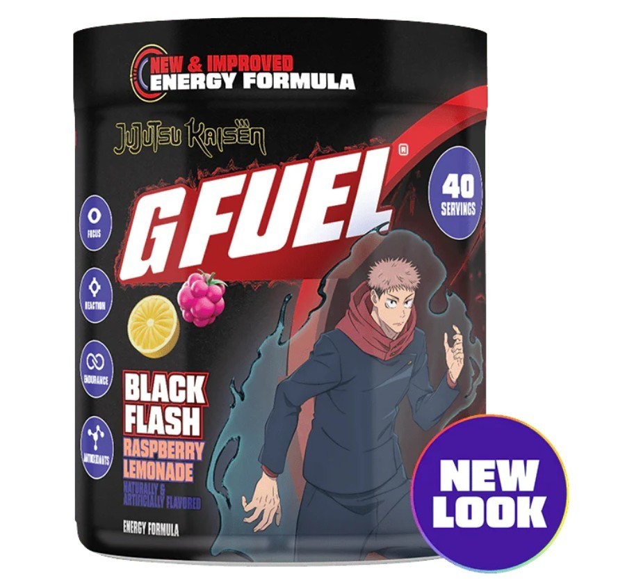 GFUEL JUJUTSU KAISEN Black Flash Lemonade Tub 40 Servings Gamma Labs G FUEL