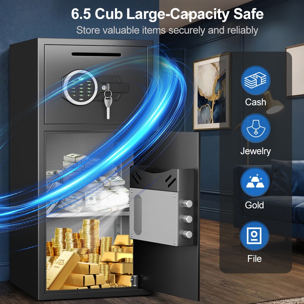 6.6 Cuft Extra Large Digital Safe Box, Home Safe with Deposit Slot & Alarm