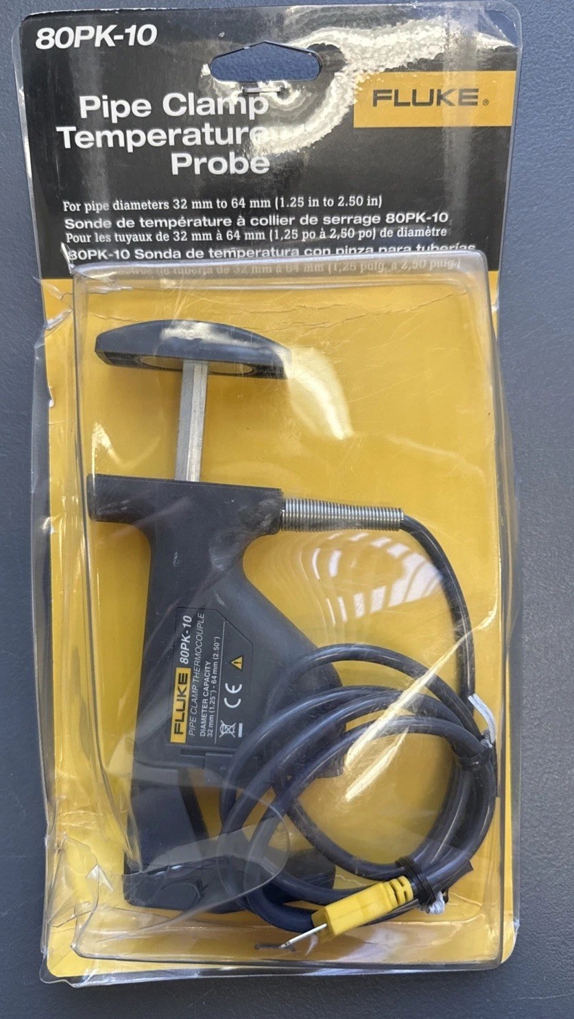 Fluke 80PK-10 Pipe Clamp Temperature Probe, -20° F to 300° F, 1.25 in - 2.50 in
