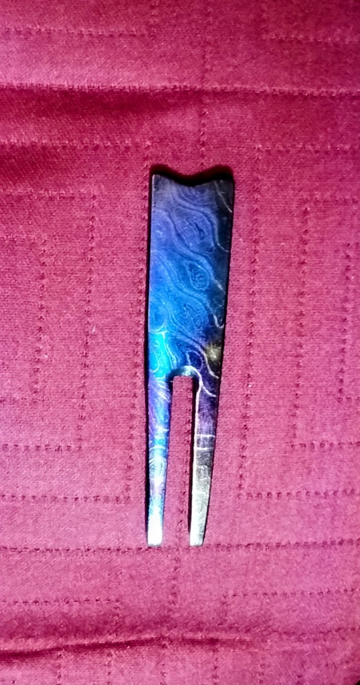 "The Mighty Mite VI" HANDMADE DAMASCUS STEEL DIVOT TOOL by Dave Curry Torched
