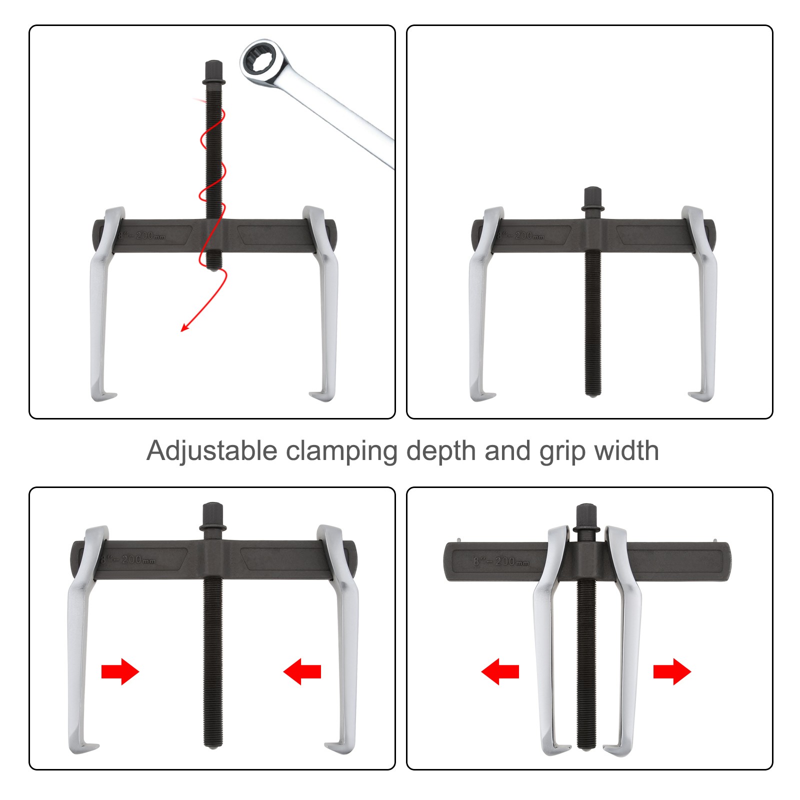 8 Inch Two-claw Puller Adjustable Rust-proof Non-slip Separate Lifting Device