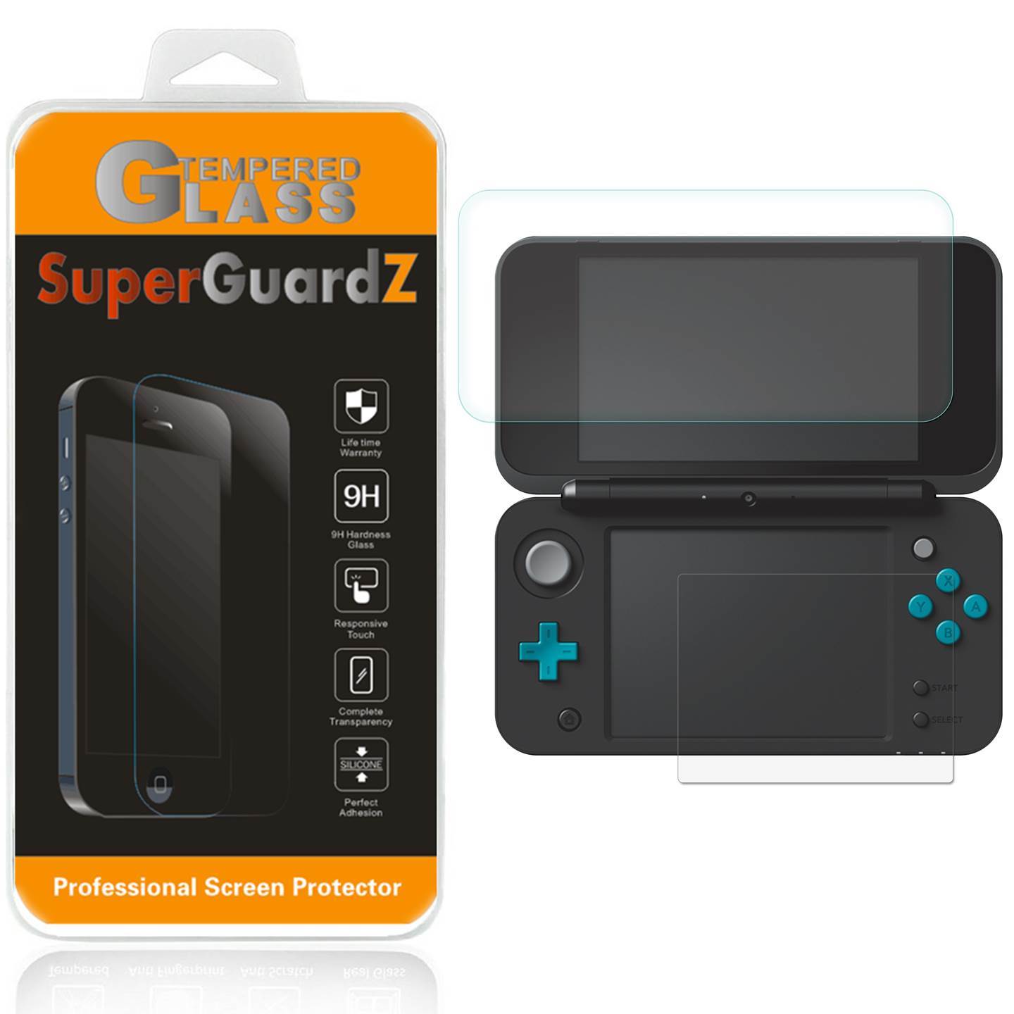 Nintendo 2DS XL Screen Protector Guard (Top Tempered Glass + Bottom PET Film)
