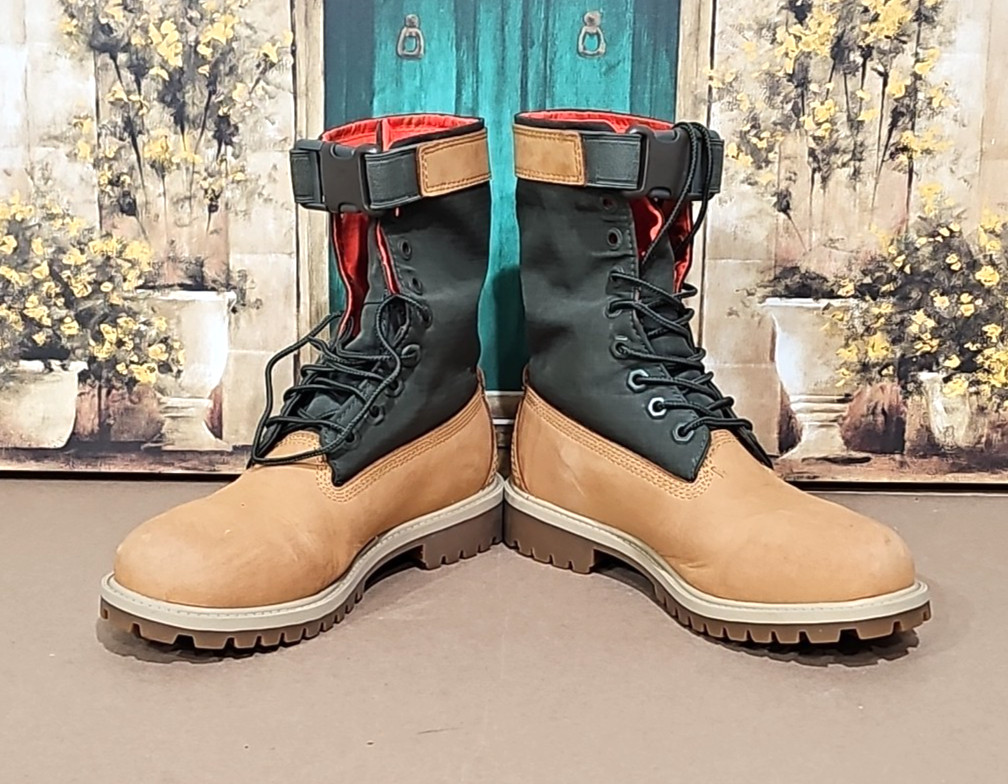 Timberland Boots Juniors Size 5 US PREMIUM 6" GAITER Boots Green Wheat Nubuck