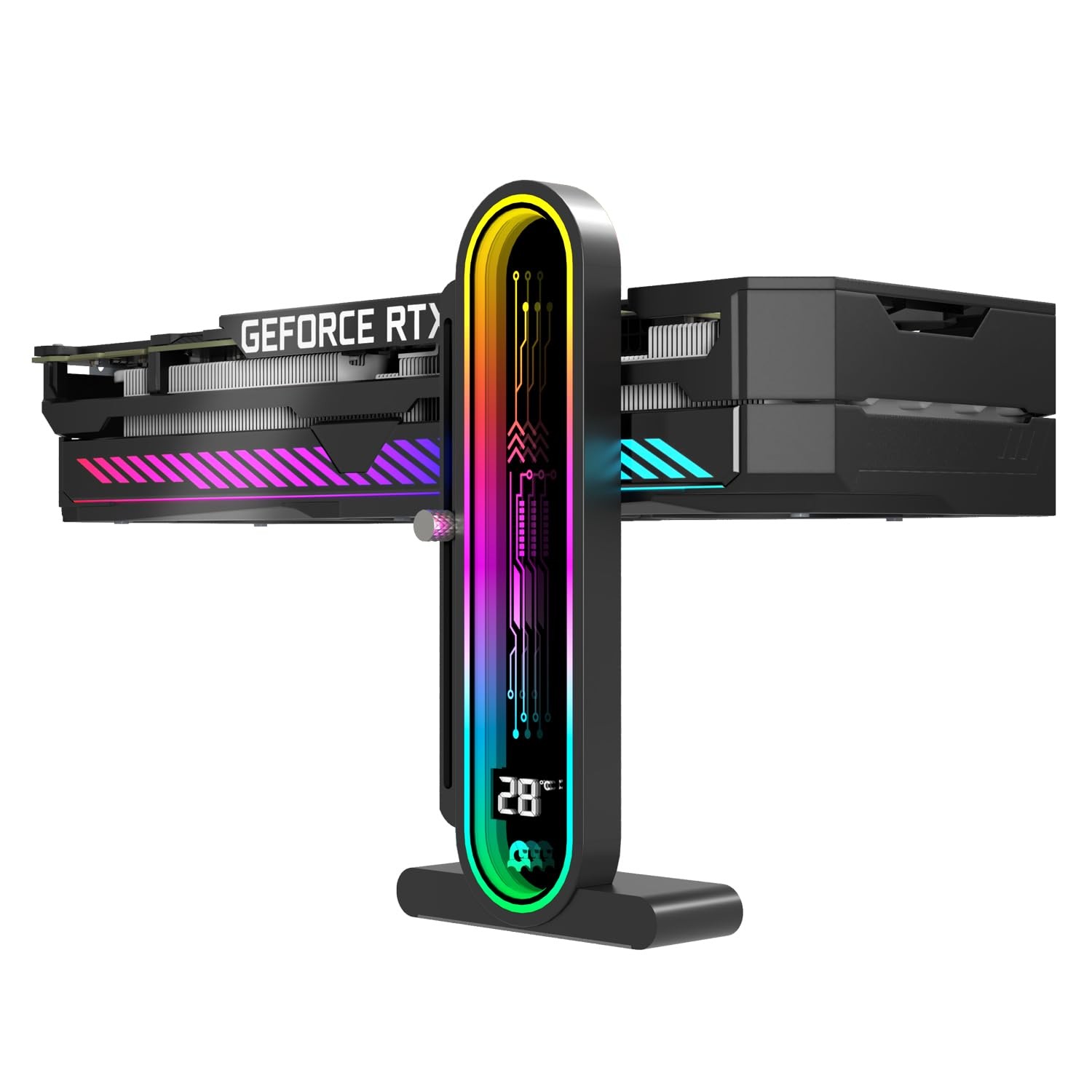 ARGB GPU Support Bracket Temperature Display 5V 3pin Height Adjustable Black