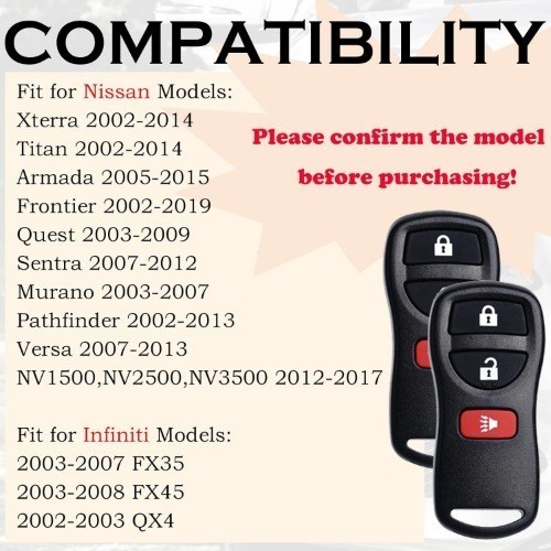 Keyless Entry Remote Control Key Fob Replacement Fits for Xterra Titan Armada Fr
