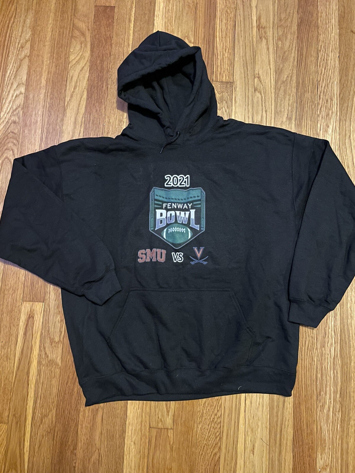 Fenway Bowl 2021 Football Game SMU Vs Virginia Black Sz XL Pullover Hoodie Rare