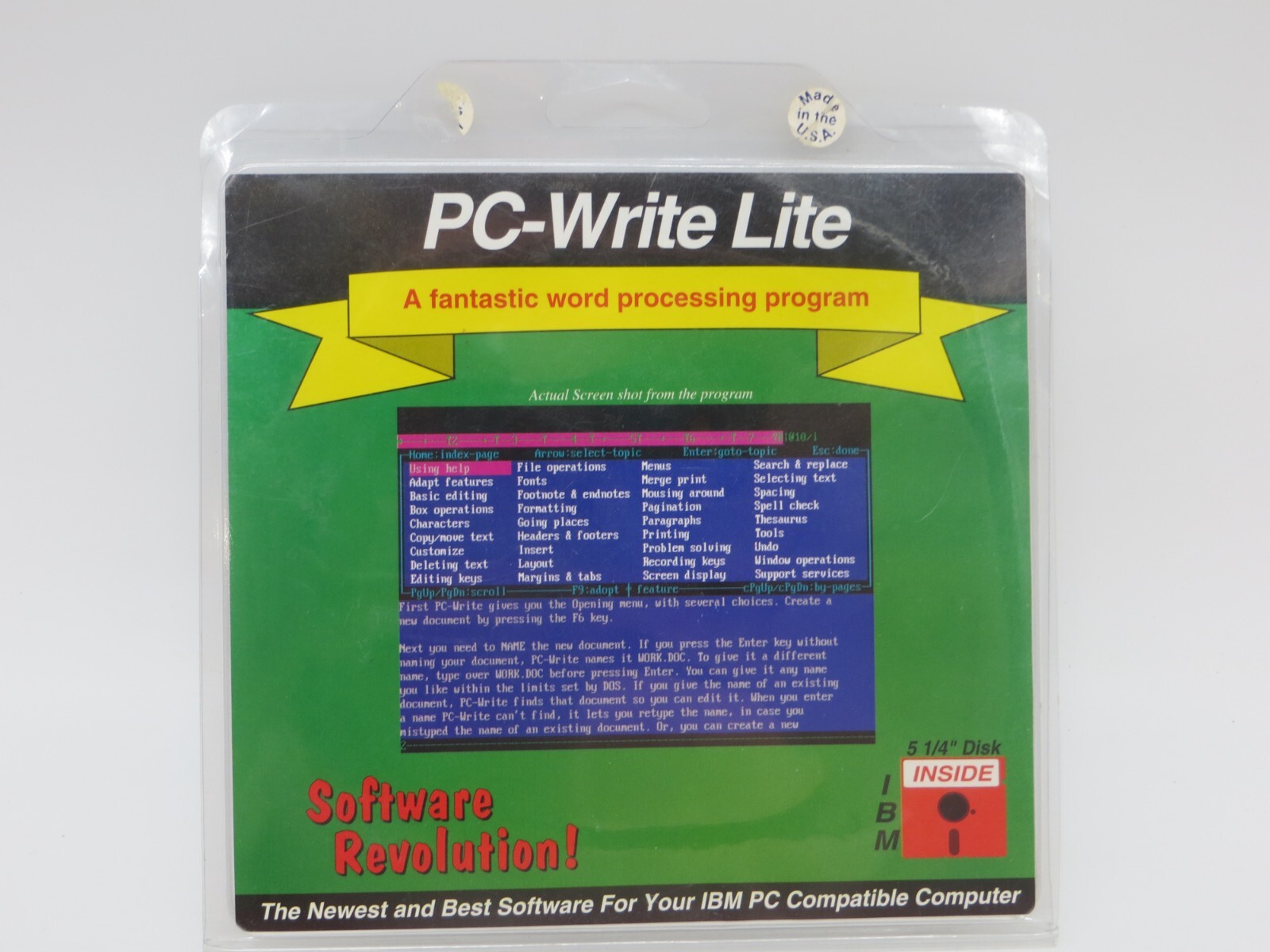 PC-Write Lite 5.25" Floppy Disk IBM vintage computer program disc