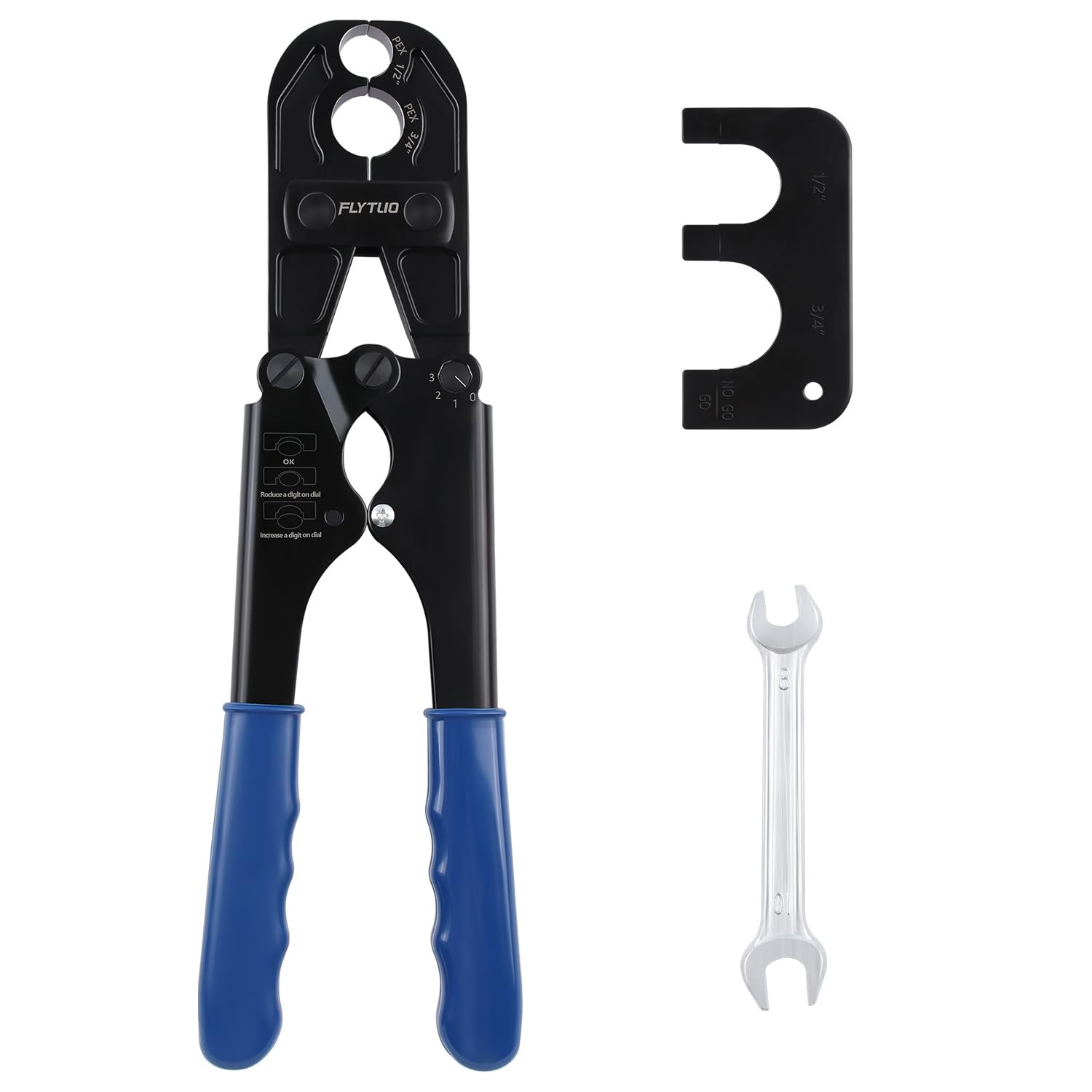 1/2 & 3/4 Inch Combo PEX Crimping Tool Copper Rings Go/NoGo Gauge ASTM F1807