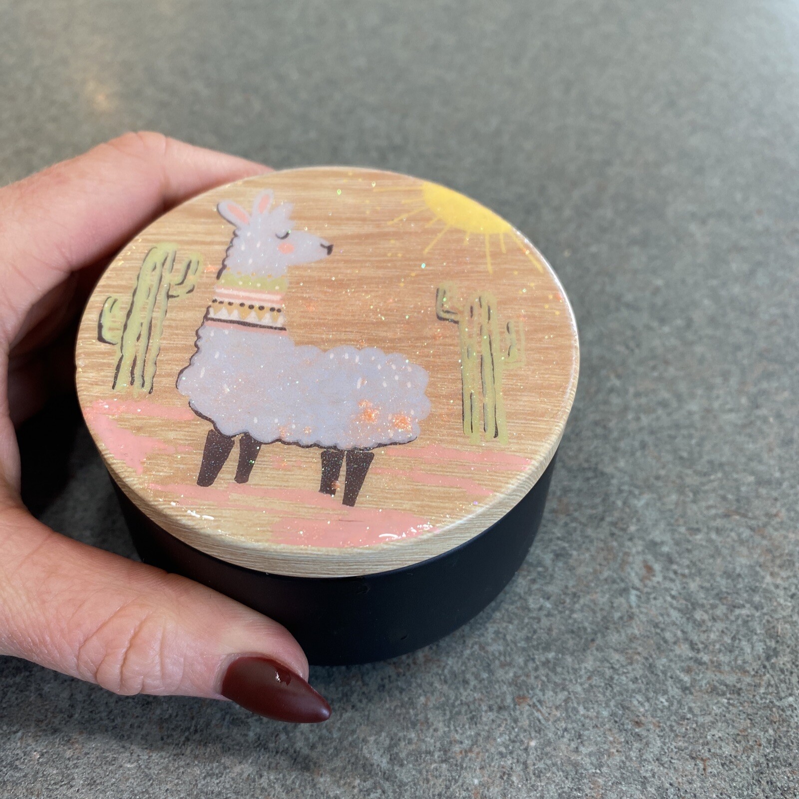 Small Hand painted Llama Jar