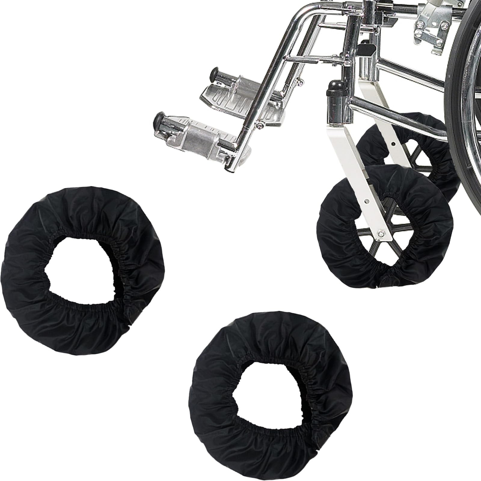 2 Pcs Wheelchair Tire Cover, Waterproof Wheel Covers, Black Wheel Protectors for