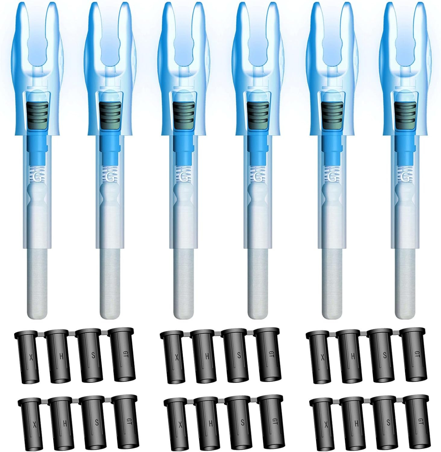 Linpeng 6PCS G Lighted Nocks for Arrows .165 .204 .233 .244 .246 with On/Off Swi