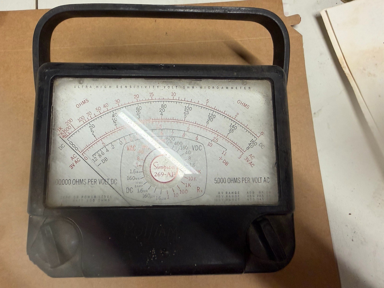 Vintage Simpson 269 Volt Meter An Ultra-high Sensitivity Analog Meter Untested