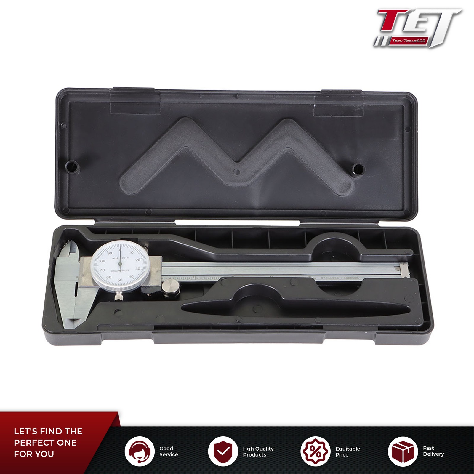 6 Inch Dial Caliper Shockproof Gauge 0.001" Of One Inch Stainless Steel New