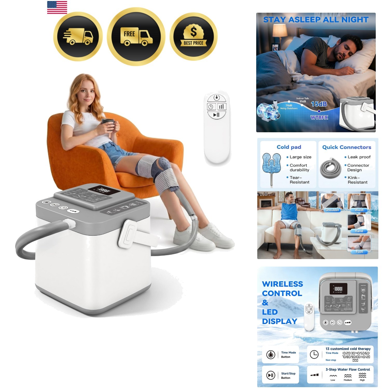 Cold Therapy Machine, Silent Brushless Pump Knee Ice Machine with Cryotherapy...