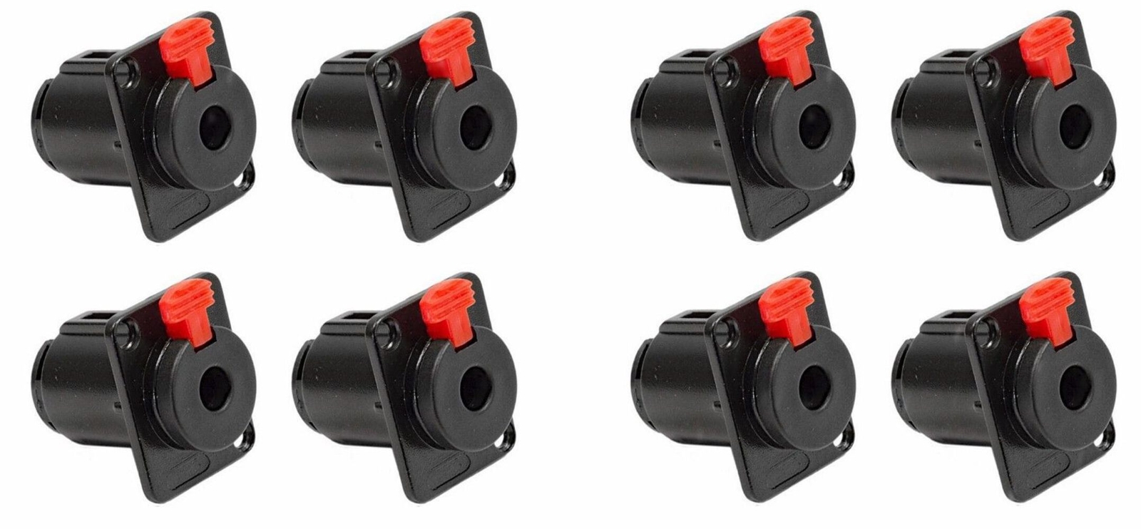 (8 PACK) PROCRAFT PC-TJ084A 1/4" TRS D Type Panel Mount Locking Jack - BLACK