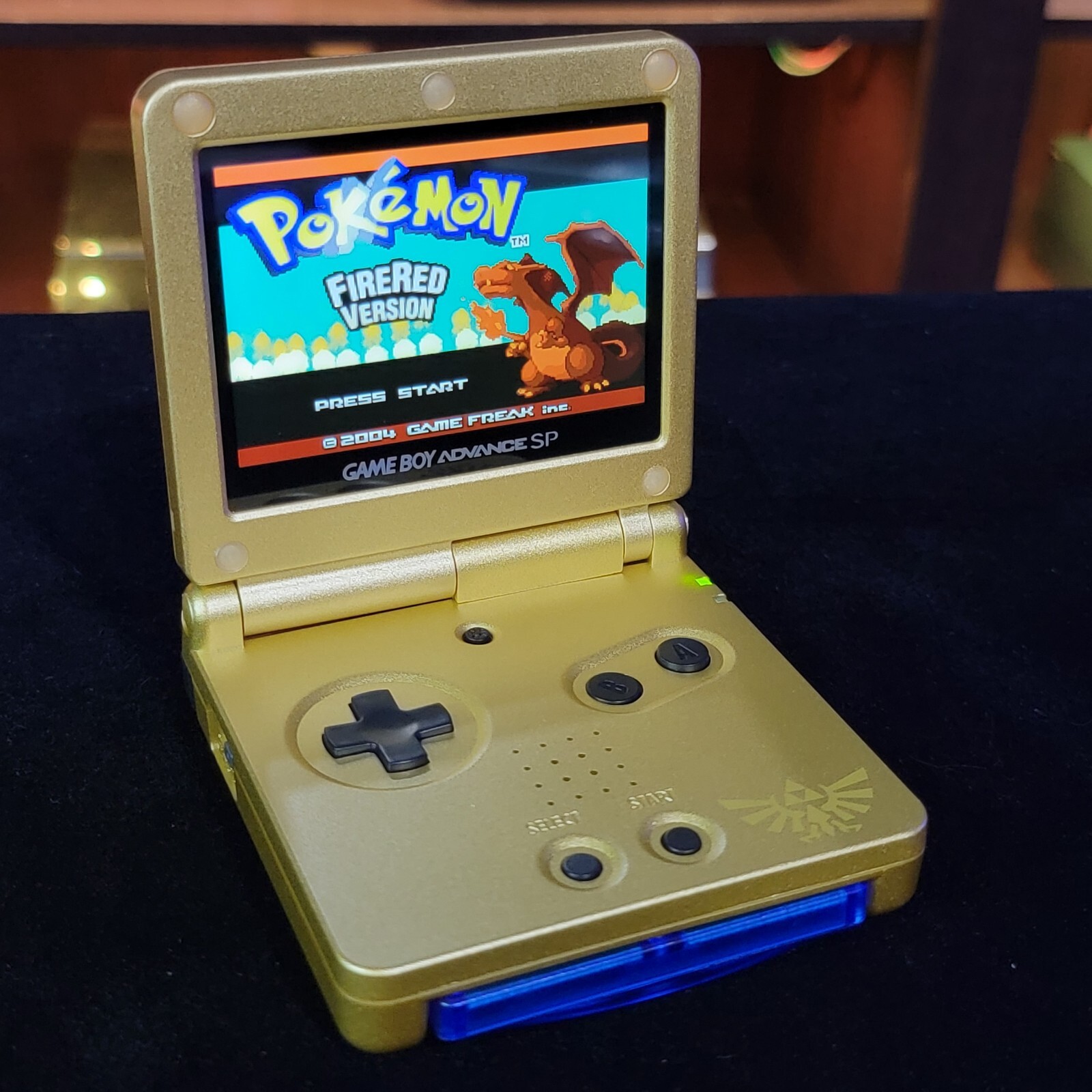 Nintendo Gameboy Advance SP Legend of Zelda Gold IPS V2 And Usbc Mod