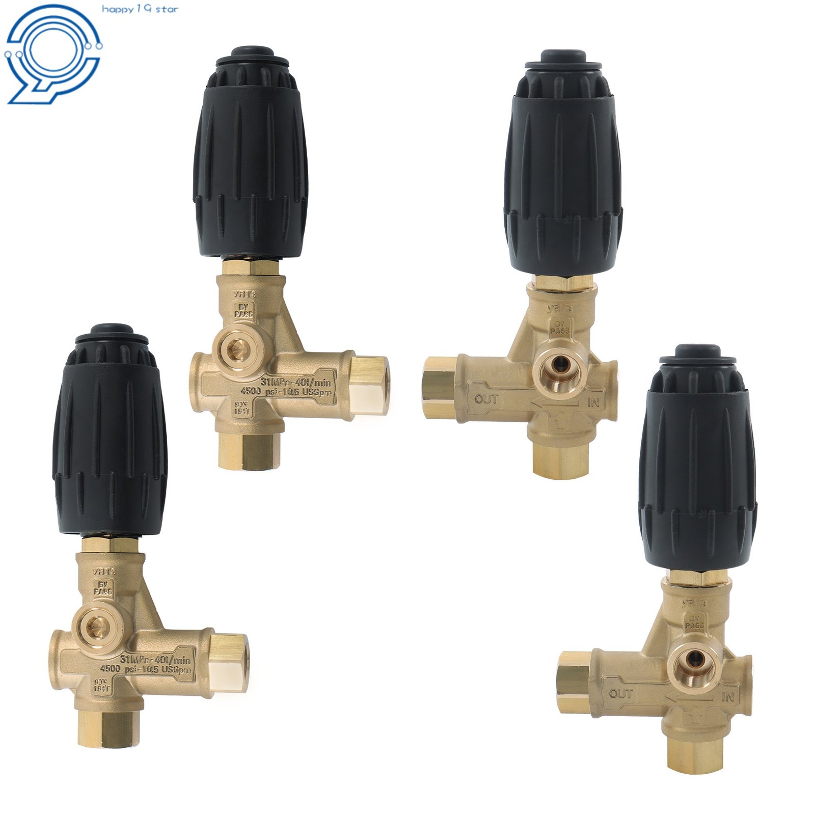 4 Pcs AR VRT3-310 High Pressure Pump 4350PSI 8GPM 3/8" FNPT Unloader Valve