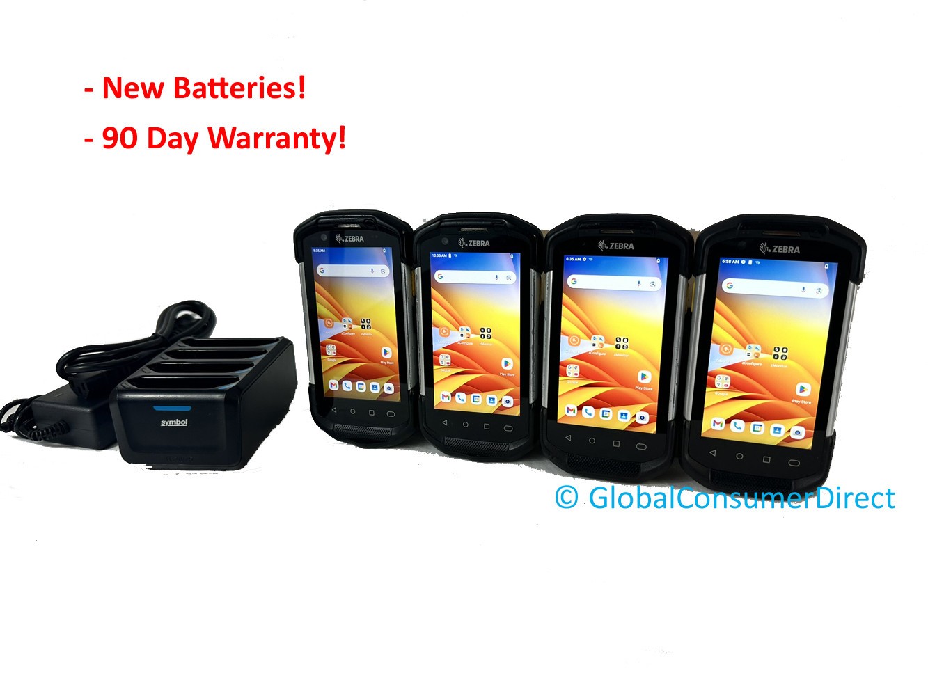 Lot of 4x Zebra TC77 Android 14 Google Play TC77HL-5ME24BG-NA +Battery Charger