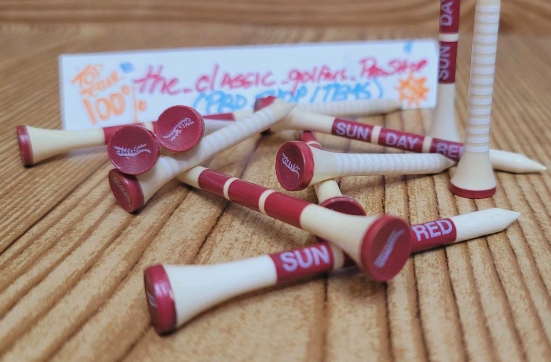 Tiger Woods SUN DAY RED Golf Tees 3.3/2.2" 12 Total Tees SHIPS FREE w/Buy It Now