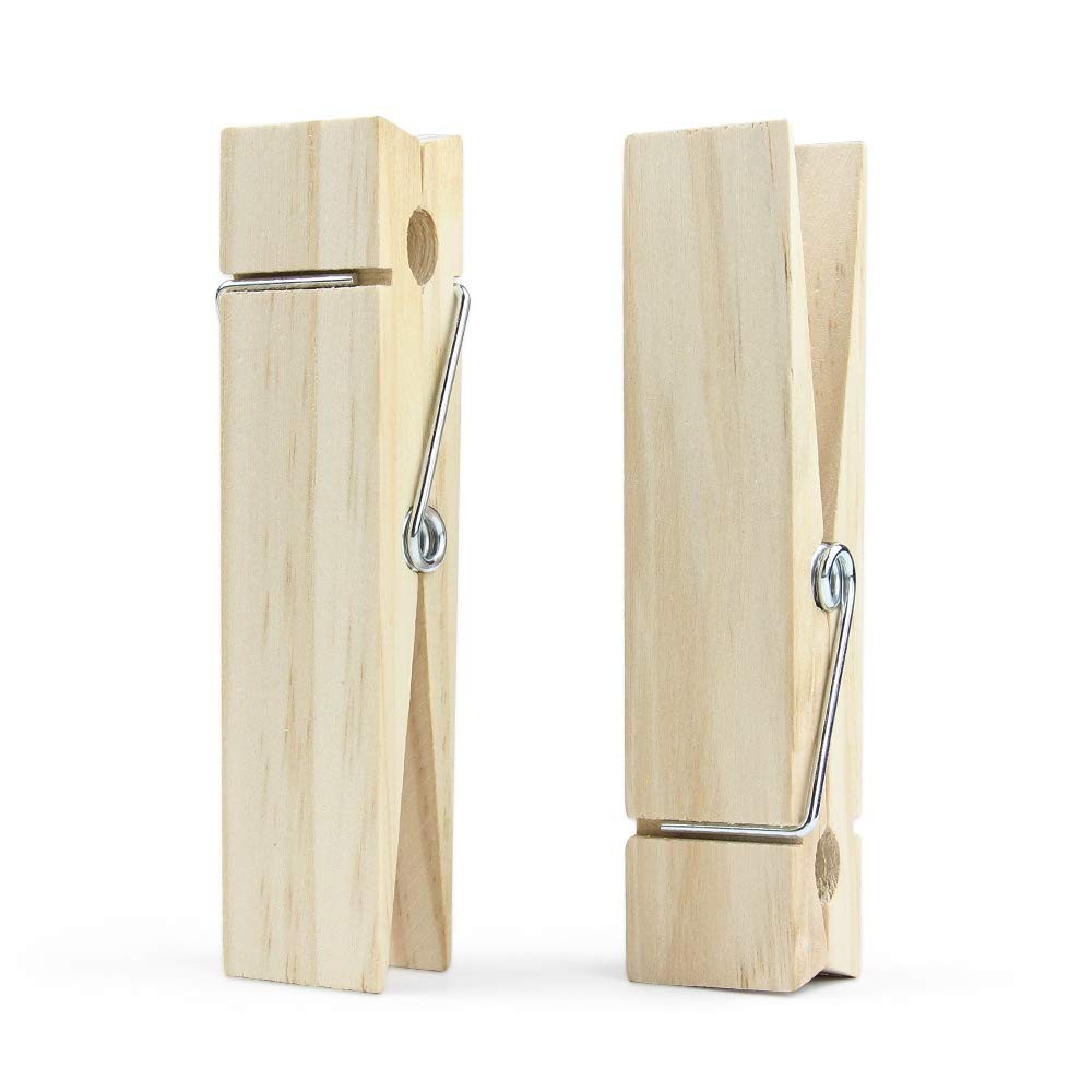 Kang&Chang 6 Inches Natural Wooden Clothespins, Pack of 2