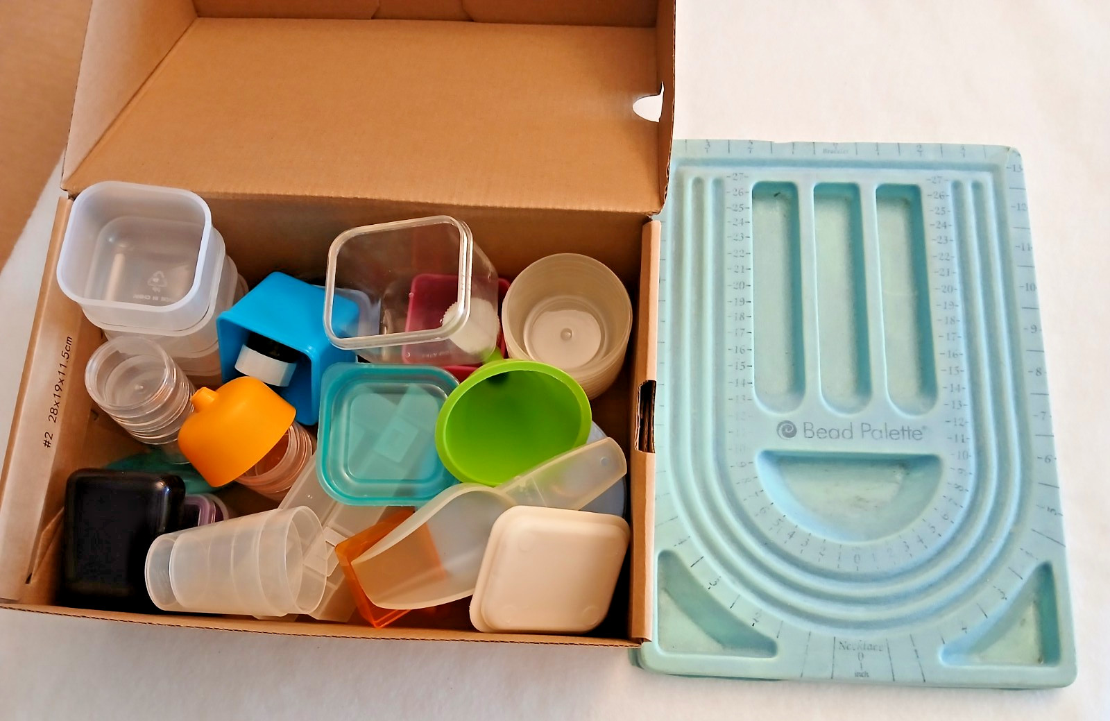 lot of miscellaneous jars bottles funnels sorter empty case with small boxes