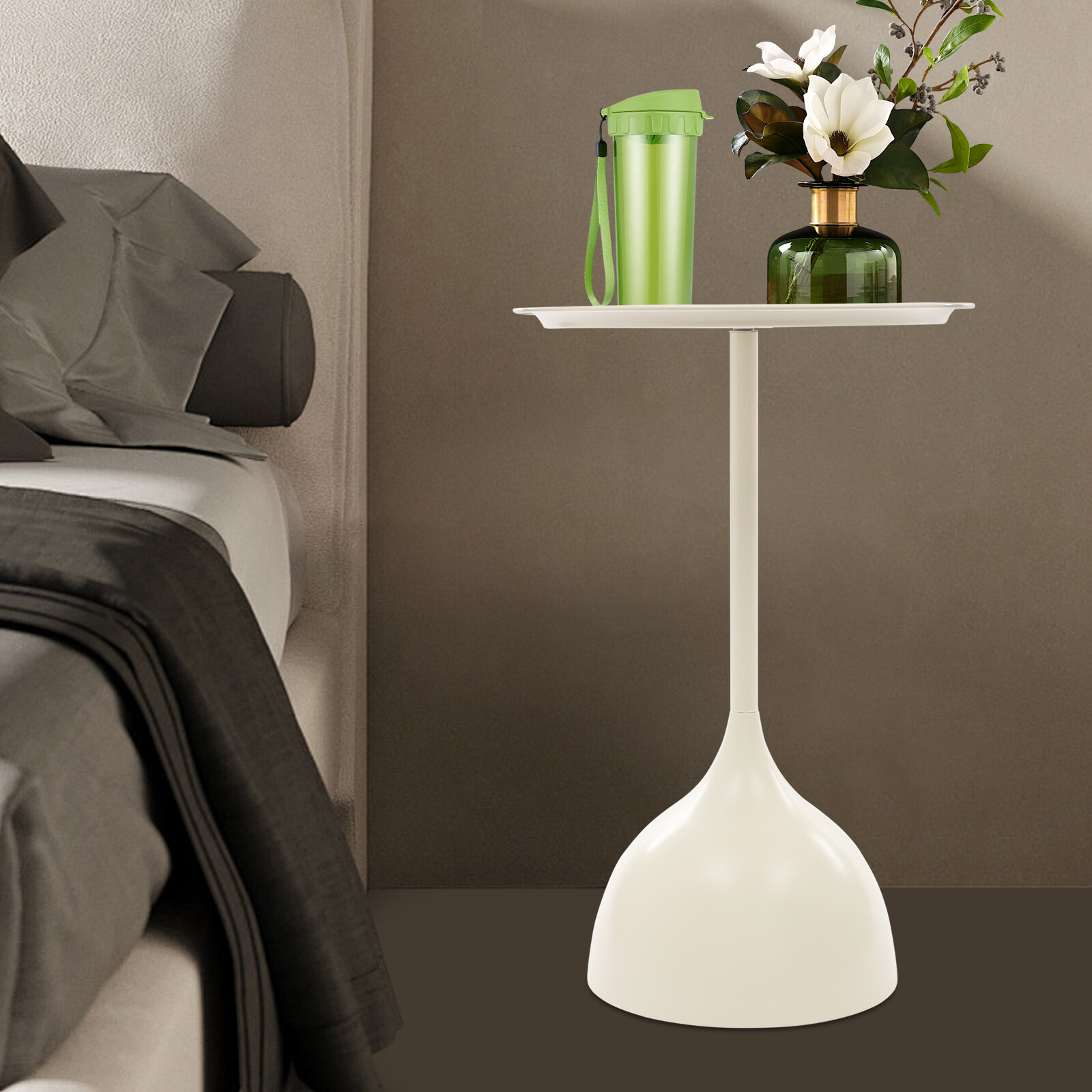 Modern Round Side Table in Cream White – Stylish & Durable Design