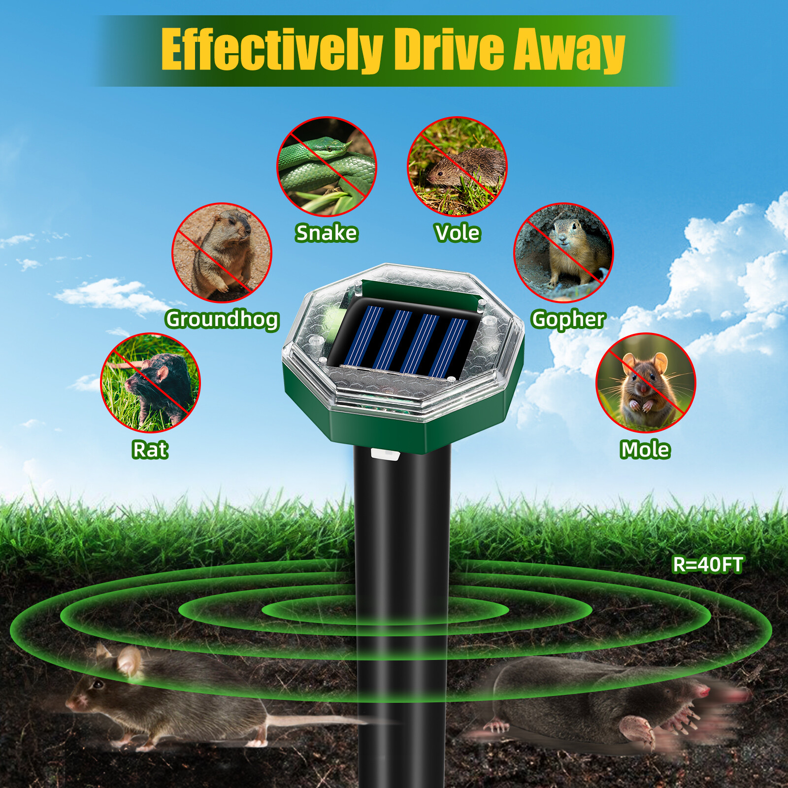 4 Pack Solar energy mousetrap octagonal model US