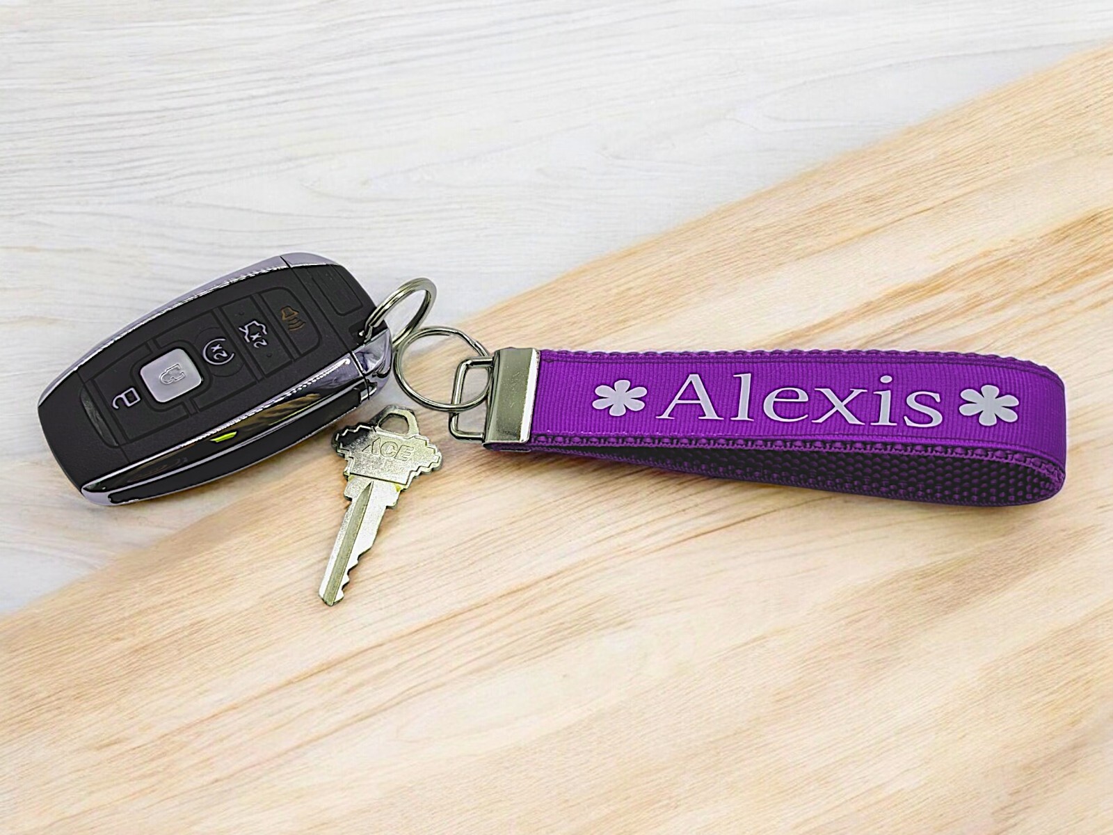 Personalized Solid Color Keychain Wristlet Keychains Key Fob Zipper Backpack