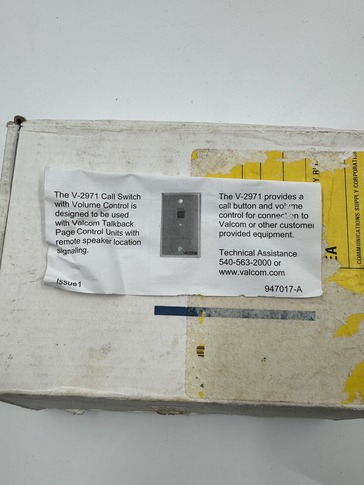 Valcom -- V-2971 Call Switch With Volume Control
