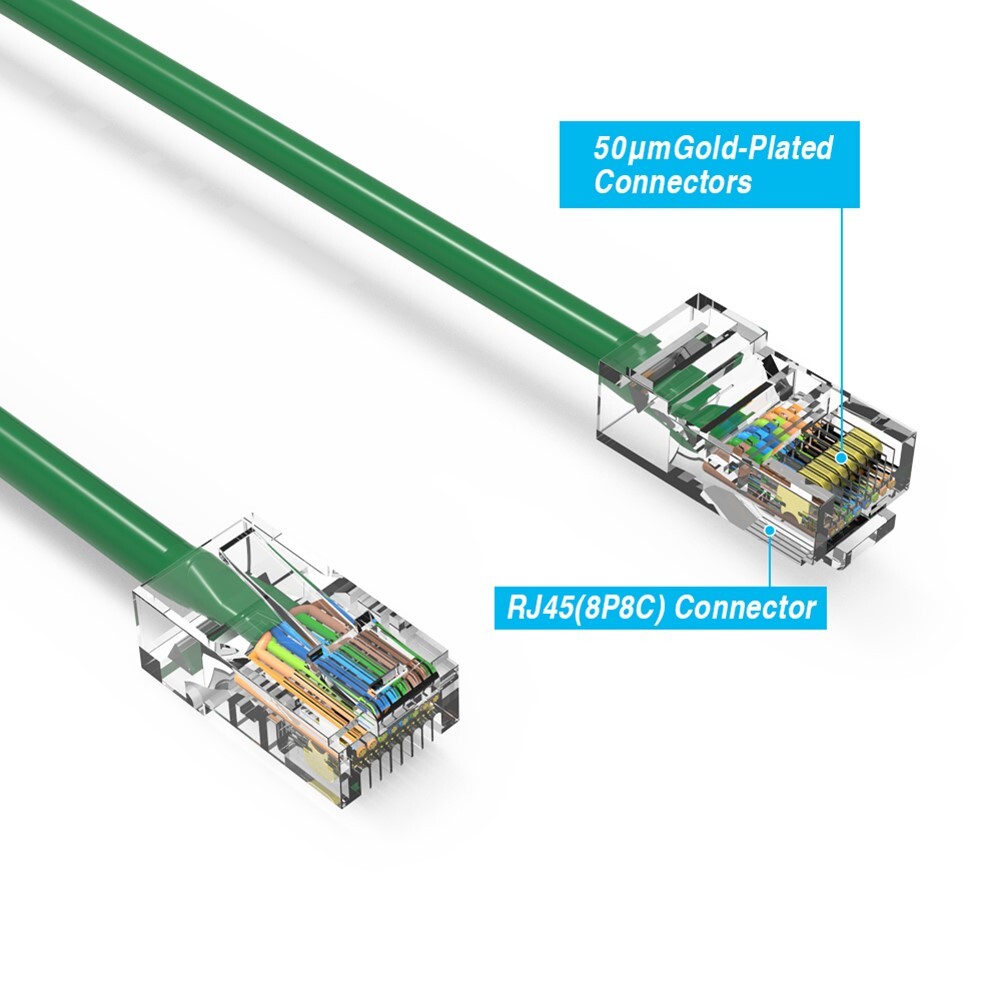 10FT Cat5e RJ45 Ethernet LAN Network UTP Non-Booted Patch Cable Copper Green