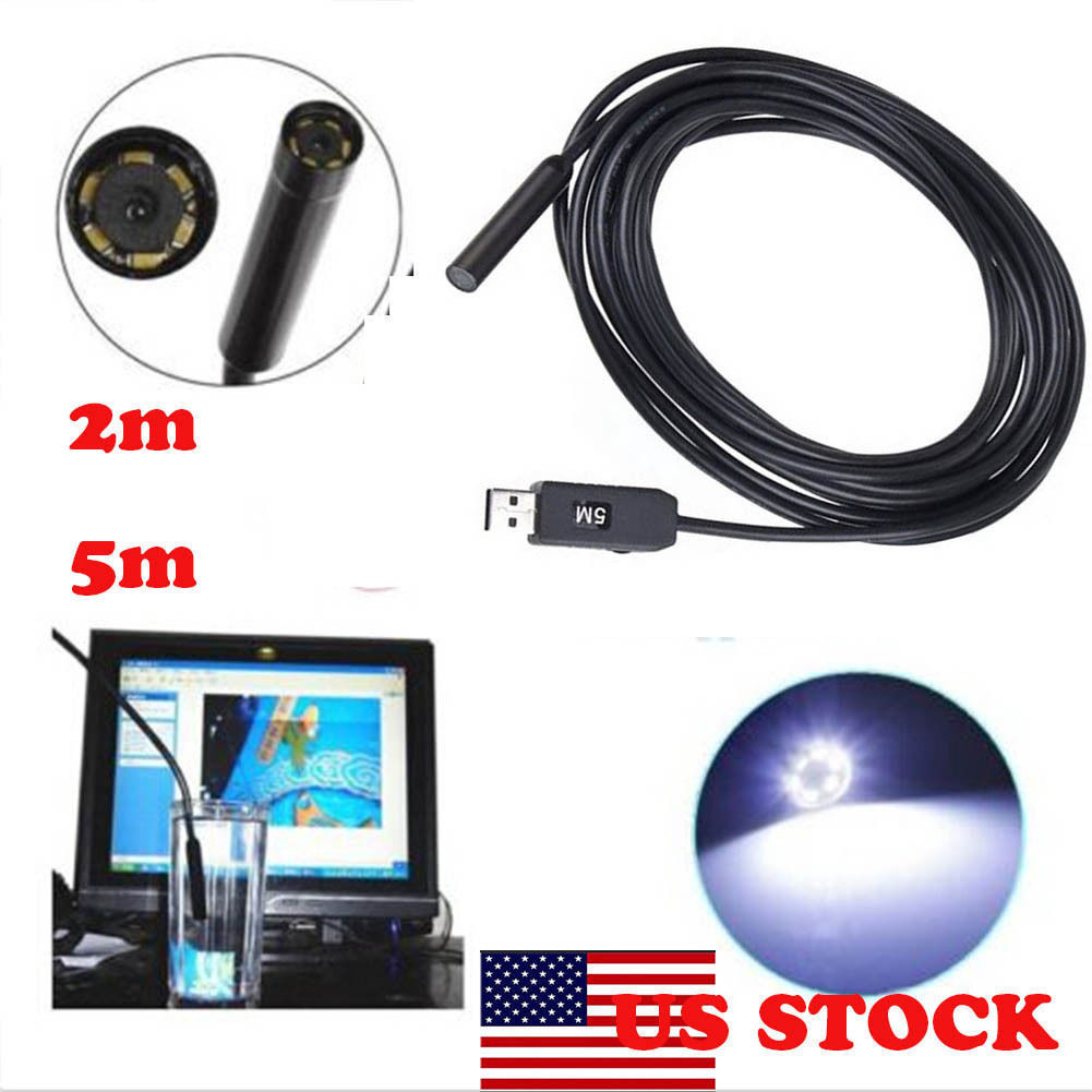 5M Mini Android HD Endoscope Waterproof Tube Camera 6 LED Micro USB Borescope US