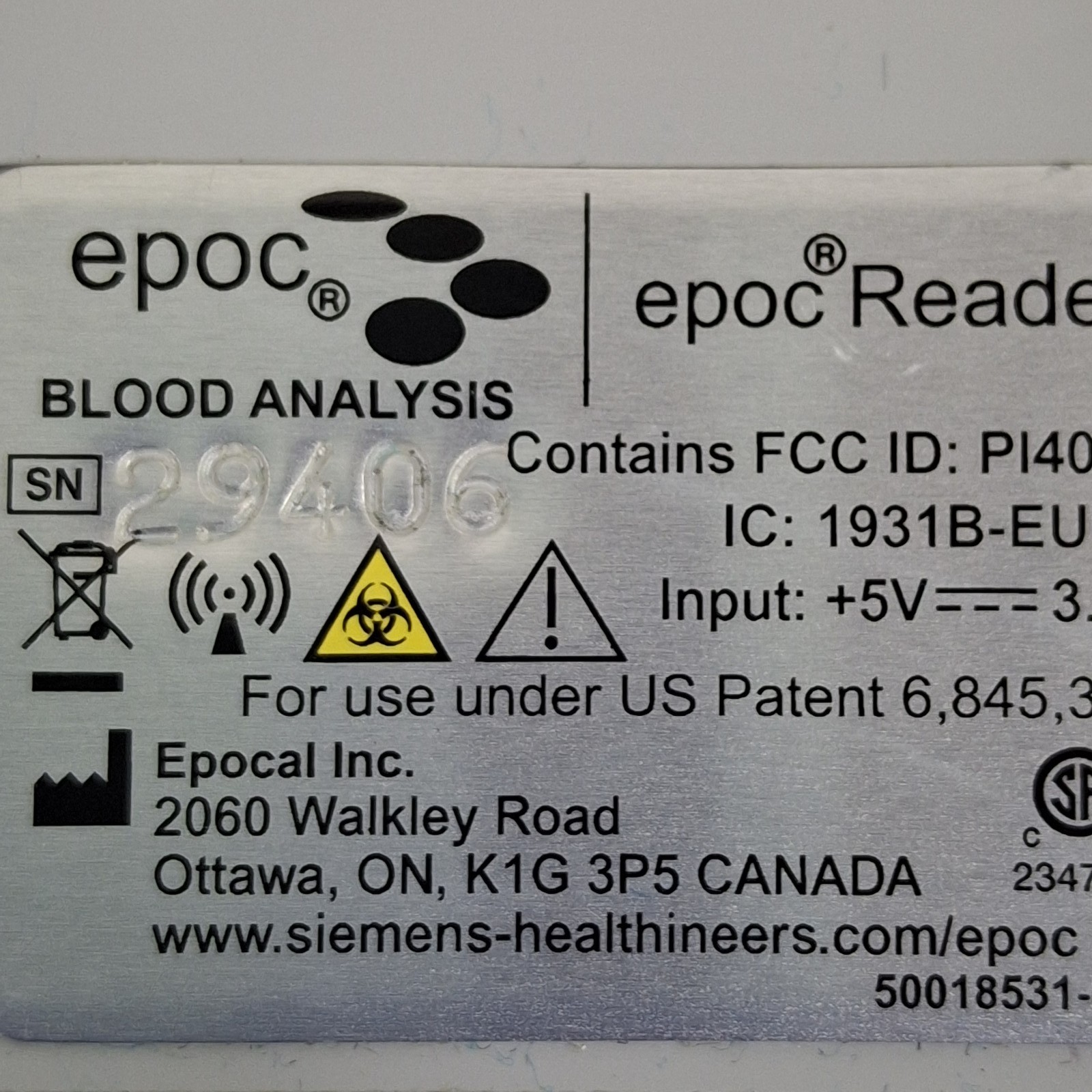 Epocal, Inc Epoc Reader Base