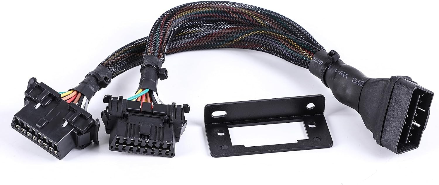 Underdash OBD2 Splitter Y Cable OBDII 1 Male to 2 Female 20awg Black