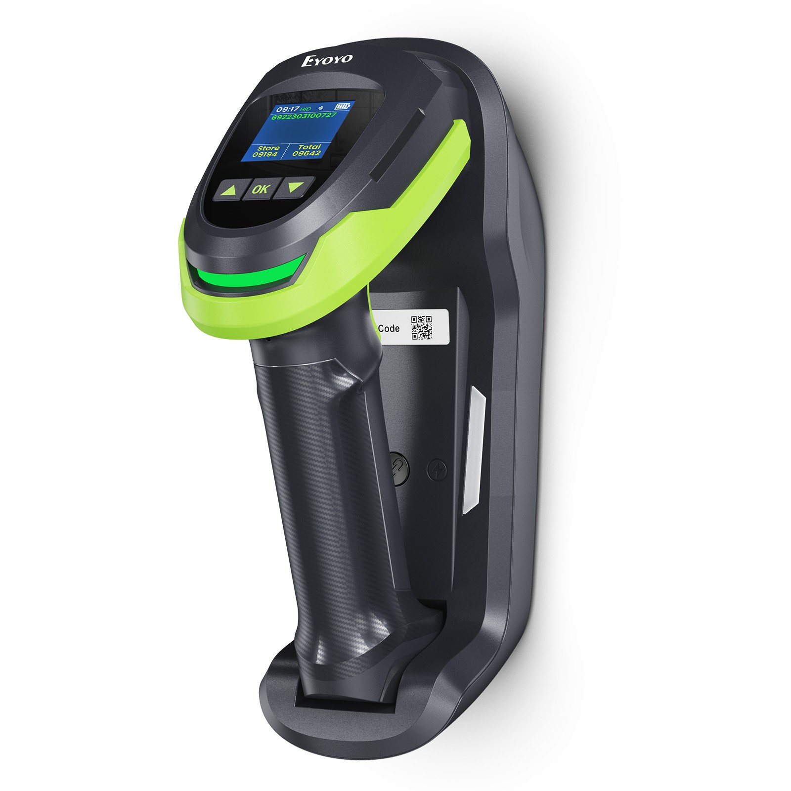 Eyoyo 1.44" LCD Barcode Scanner Wireless with Screen 1D 2D QR Bluetooth Scanner