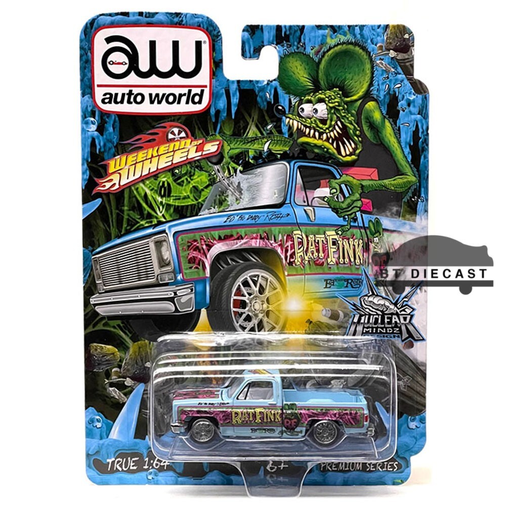 AUTOWORLD 1983 CHEVROLET SILVERADO PICKUP TRUCK CUSTOM RAT FINK 1/64 BLUE CP8011