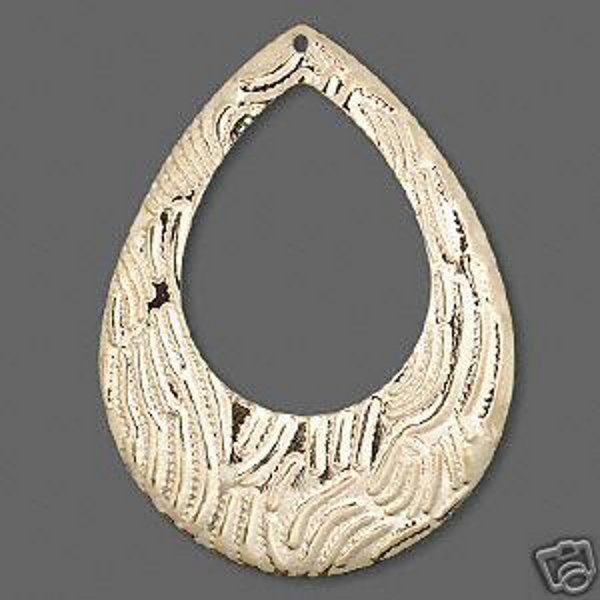 Hoop Pendant Large Gold Fancy Teardrop 2-3/4 inch Jewelry Finding Lot of 4